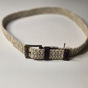 FOSSIL Men's Woven Adkustable Belt - Tan & Cream 42 Inch.  Like New